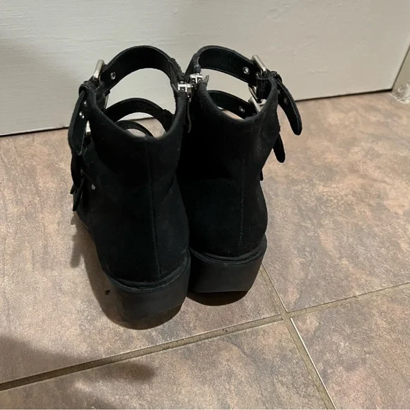 Opening Ceremony Black Cutout Buckle Ankle Boots - Picture 3 of 5